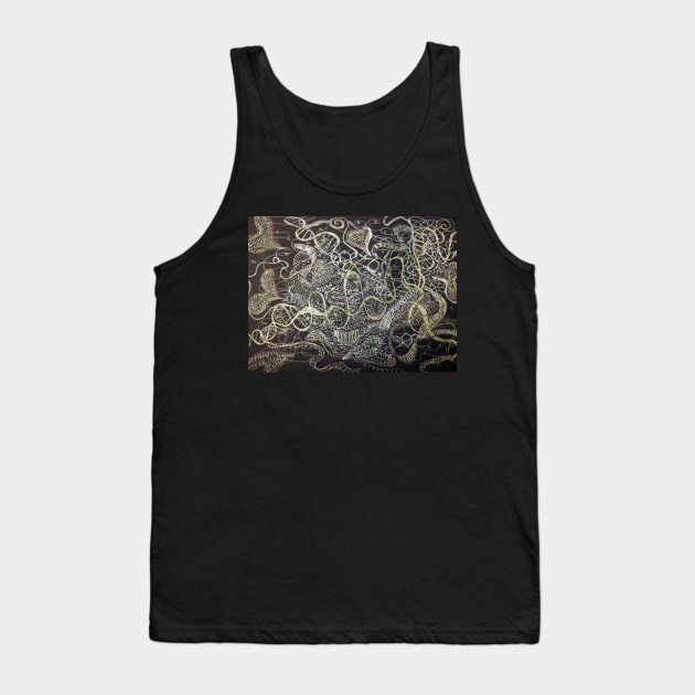 Gold and Silver Hearts Doodle Tank Top by Alchemia